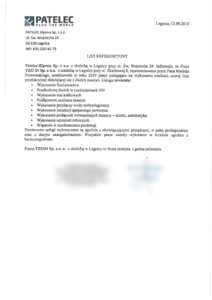 obrazek do wpisu List referencyjny z Patelec-Elpena – Zasilanie linii produkcyjnej